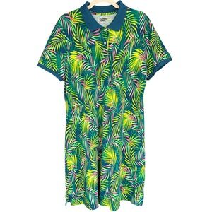Lands' End | Dresses | Lands End Palm Print Polo Dress Casual Short Sleeve  Green Tropical L | Poshmark
